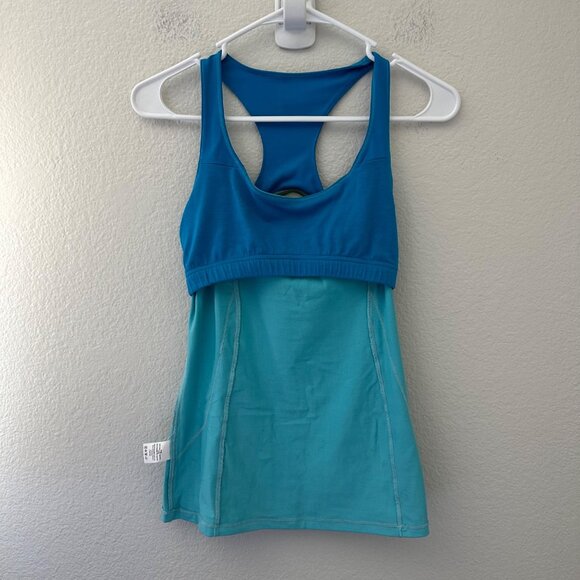 Alo Cool Fit Scoop Neck Tank Top Racerback Lightweight ColorBlock Blue S - Picture 5 of 9